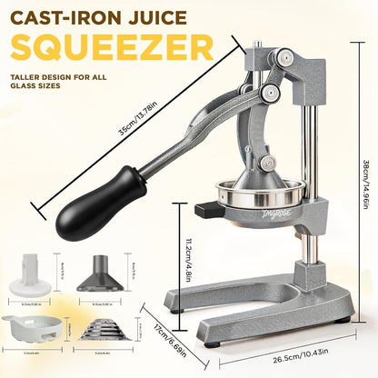 Cast Iron Hand Press, Lemon Manual Juicer, Citrus Press, Black