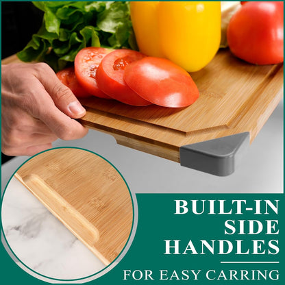 Bamboo Cutting Board, Empune 20" Wood Cutting Boards for Kitchen with Non-slip Rubber Feet Wooden Chopping Board for Meat and Vegetables, XXL