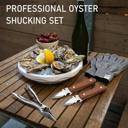 2026 New Oyster Shucker & 2 Shucking Knife Kit with Safety Gloves, Stainless Steel Oyster Opener Easy Leverage Design for Safe Fast Oyster Shucking Keep the Juice
