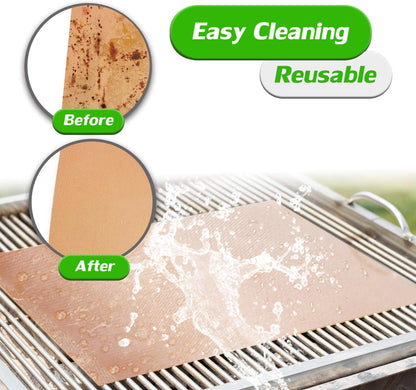 Grill Mat Set of 6-100% Non-Stick Reusable Mats for Gas, Charcoal or Electric Grills - Easy to Clean - 15.75 x 13-Inch, Black