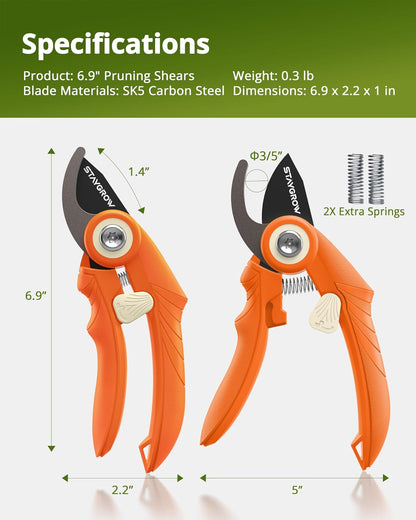 2pcs 6.5" Pruning Shears for Gardening Ultra Sharp Garden Scissors