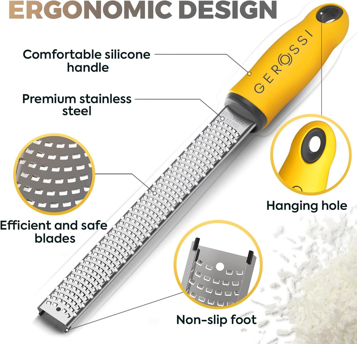 Stainless Steel Lemon Zester with Handle, Citrus Zester Grater for Cheese