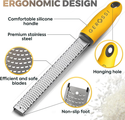 Stainless Steel Lemon Zester with Handle, Citrus Zester Grater for Cheese