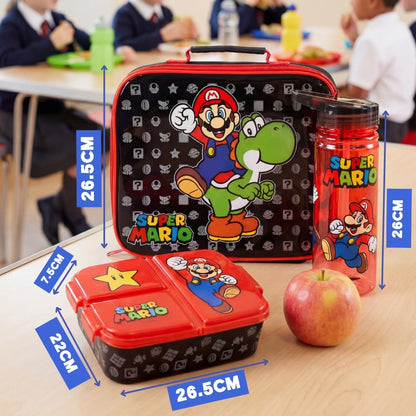 Super Mario Nintendo Kids Lunch Box Set Yoshi Food Bag BPA Free Water Bottle Snack Pot School Lunch Containers