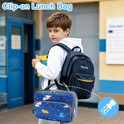 FlowFly Kids Lunch box Insulated Soft Bag Mini Cooler Back to School Thermal Meal Tote Kit for Girls, Boys, Astronaut - Colors A