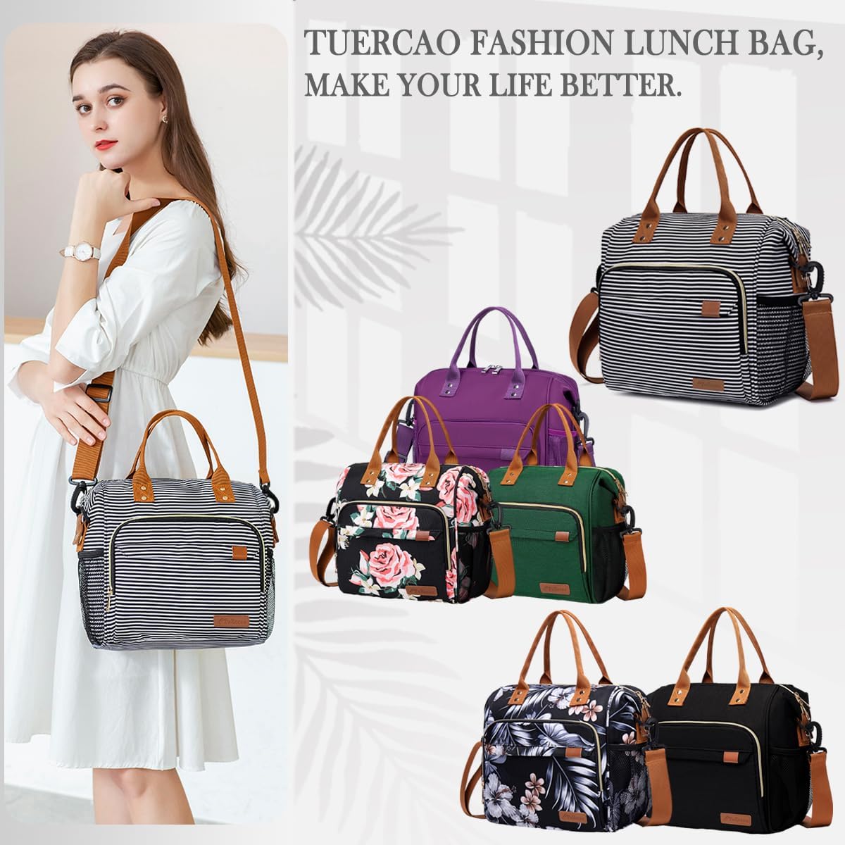 TuErCao Small Lunch Bag Lightweight Insulated Lunch Box for Women Work Portable Soft Cooler for Picnic Travel Road Trips, Loncheras para Mujer, Black