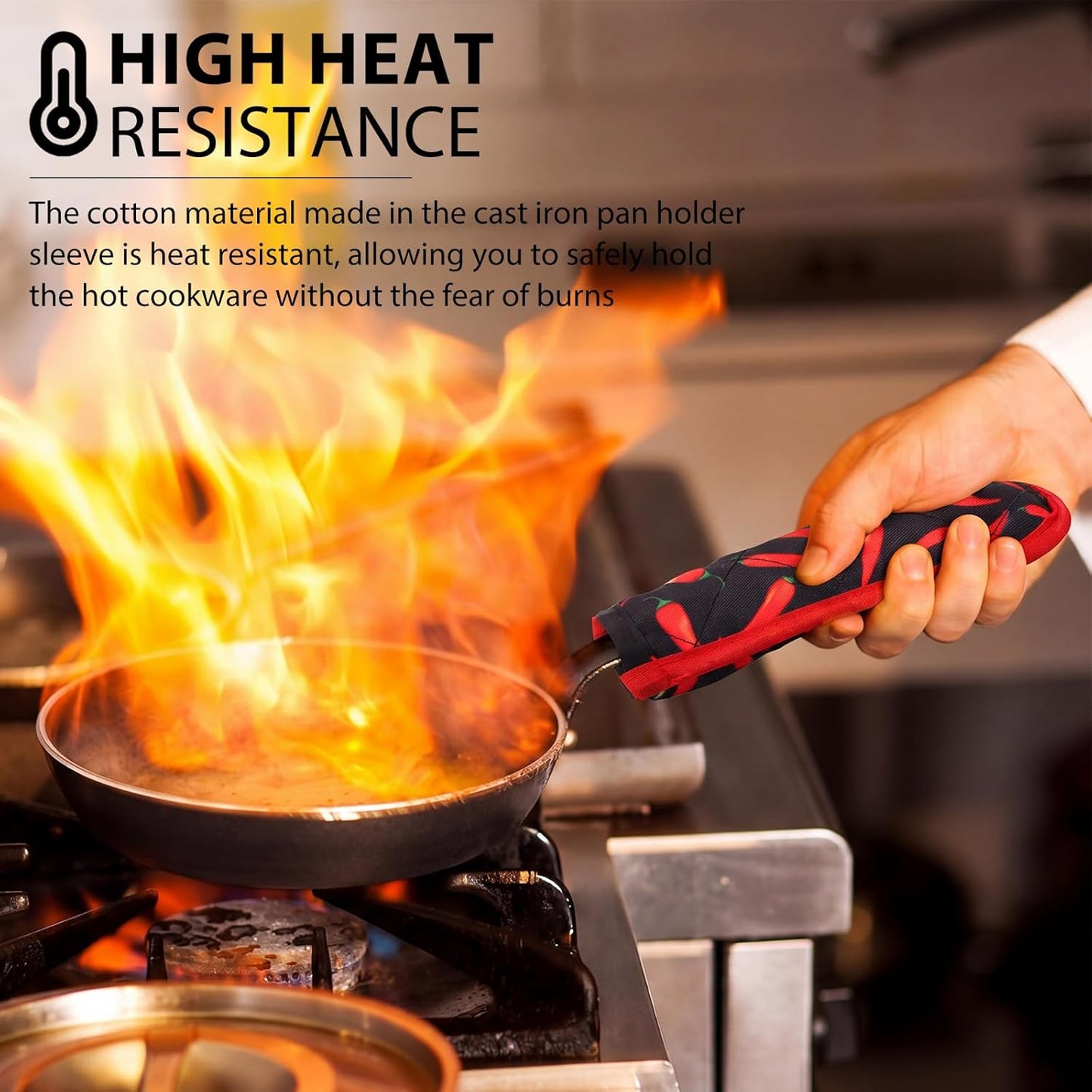Dandat 24 Set Hot Handle Covers for Daily Replace Use Gift Pan Handle Sleeve Cover Heat Resistant Cast Iron Holder Sleeve Washable Handgrip Mitts for Christmas Kitchen BBQ Baking Cookware (Chili)