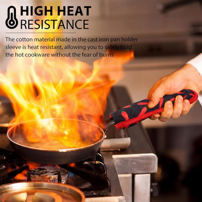 Dandat 24 Set Hot Handle Covers for Daily Replace Use Gift Pan Handle Sleeve Cover Heat Resistant Cast Iron Holder Sleeve Washable Handgrip Mitts for Christmas Kitchen BBQ Baking Cookware (Chili)