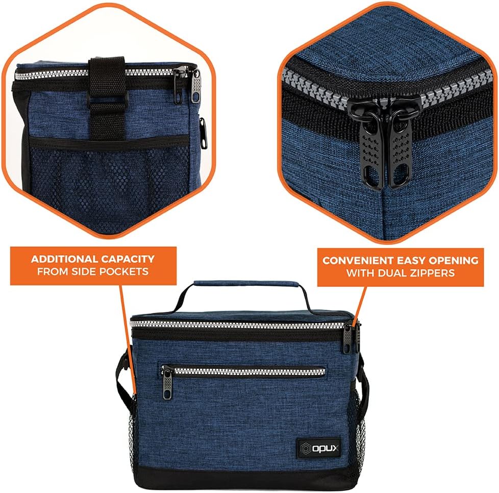 opux Insulated Lunch Box Men Women, Lunch Bag for Work School, Leakproof Soft Cooler Tote Adult, Large Lunch Pail Kids Boys Girls, Picnic Beach Food Bag with Shoulder Strap, Purple Floral