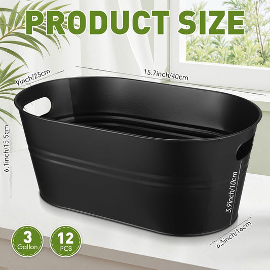 Shimeyao 12 Pcs Galvanized Tub 3 Gallon Metal Ice Buckets for Parties Beverage Tub Large Drink Beer Wine Bucket with Handles Champagne Cocktails Cooling for Parties Mimosa Bar Supplies (White)