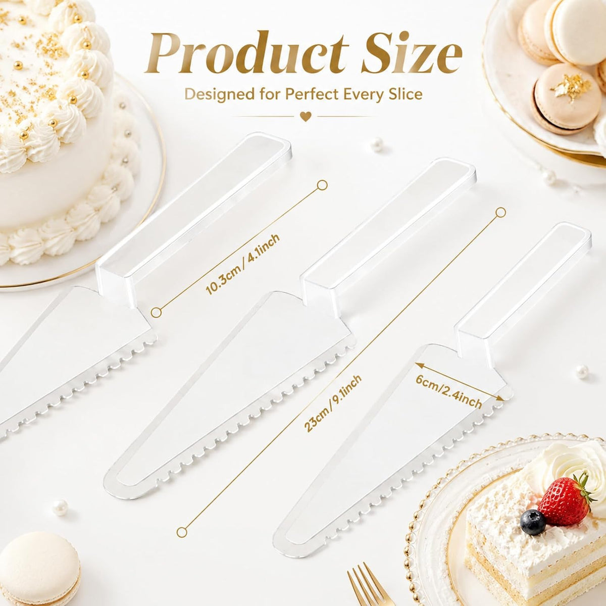 Suclain Disposable Plastic Cake Cutter 9.1 Inch Bulk,Clear