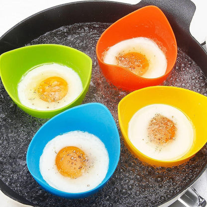 Egg Poacher Cups with Ring Standers, Set of 4, Gift Box