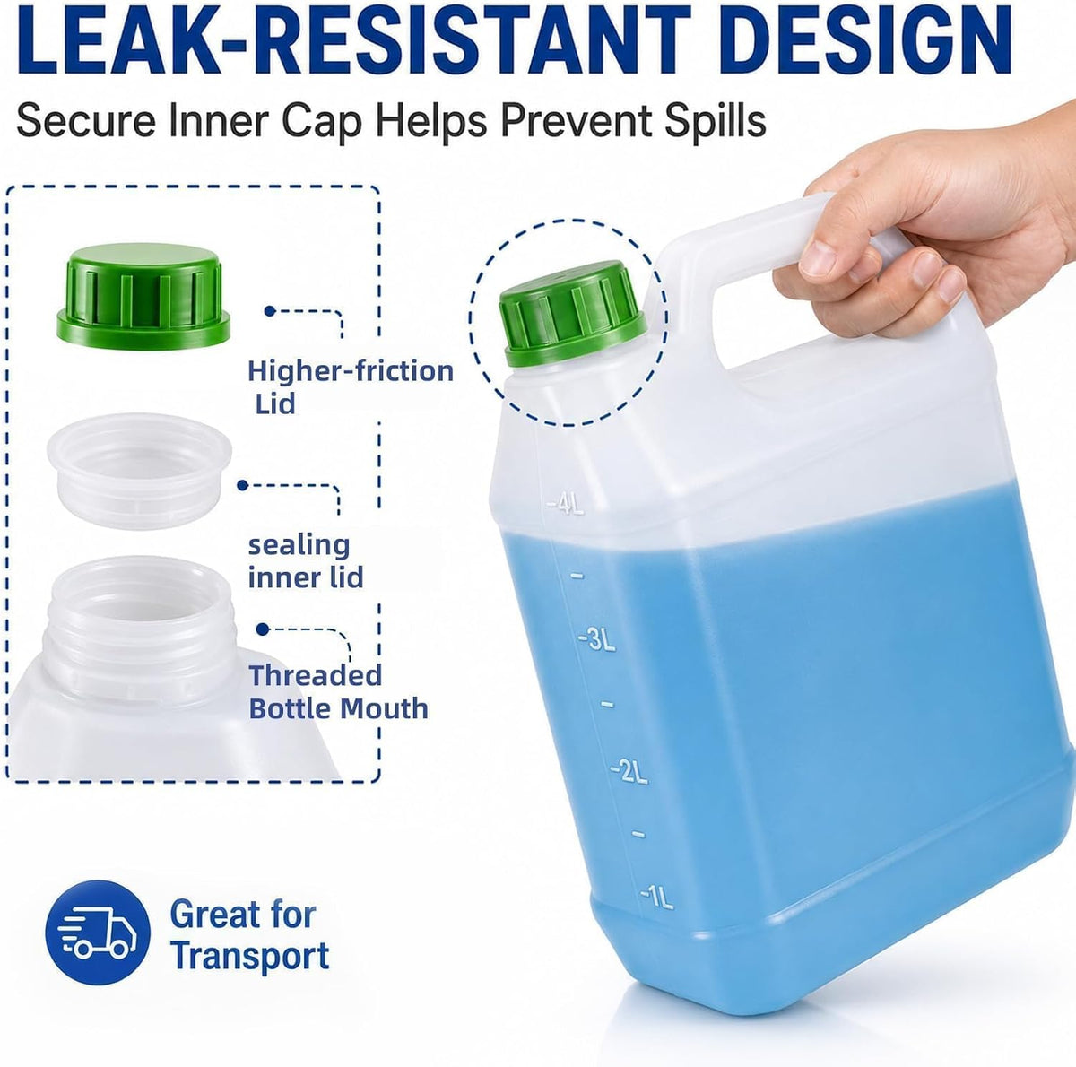 2 Pack 1 Gallon Graduated Jugs with Pumps and Measuring Caps