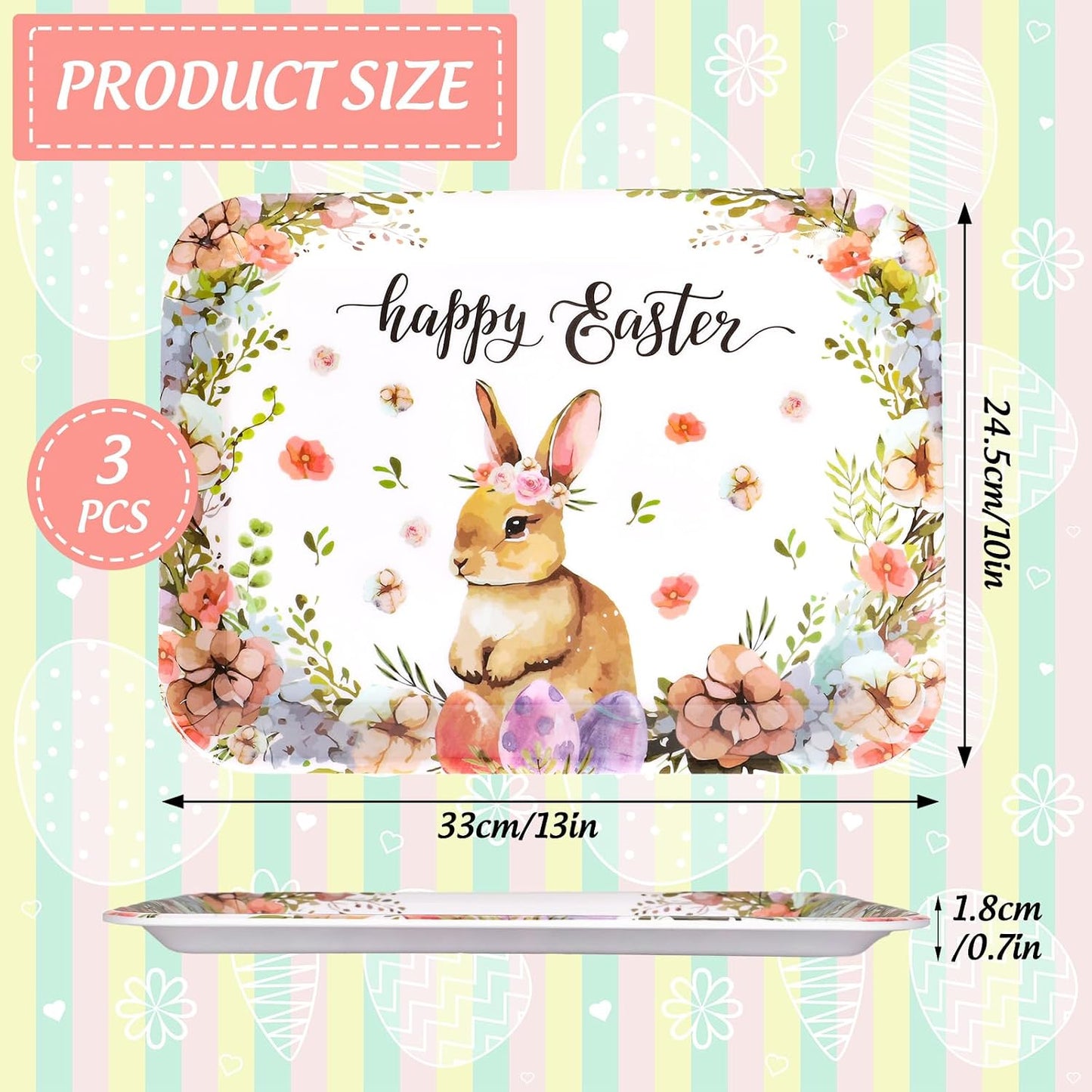 JarThenaAMCS 3Pcs Graduation Serving Trays 13 x 10 Inch Bachelor' s Hat Diploma Glitter Reusable Melamine Platter Congrats 2026 Grad Serving Dishes for Graduate Party Sharing Snacks Fruit Dessert