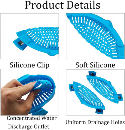 Blue Silicone Clip On Strainer, Universal Pot Colander for Draining Pasta, Vegetables and Kitchen Cooking