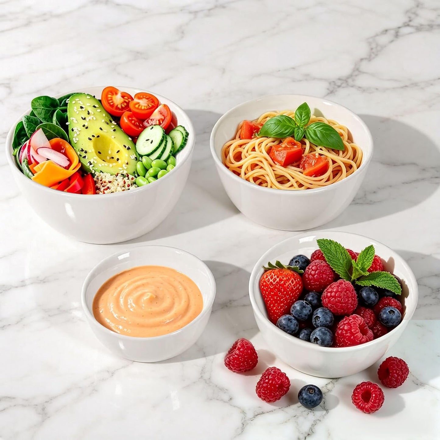 4-Piece Classic Plastic Prep Bowls with Lids, Nesting Plastic Small Mixing Bowl Set for Mixing, Baking, Prepping, Cooking and Serving Food, Microwave and Dishwasher Safe (Yellow)