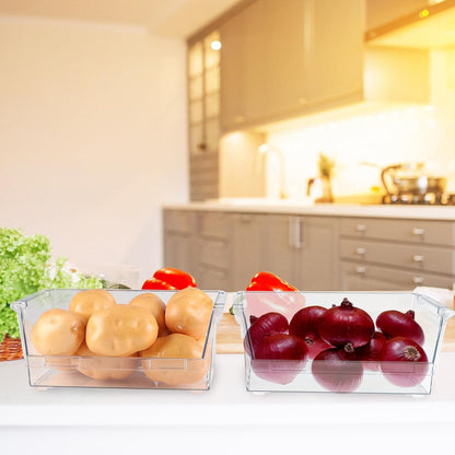 Potato and Onion Storage Bin for Pantry,Clear Stackable Plastic Storage Bins with Handles,Closet Storage Bin Open Front for Kitchen Pantry Bathroom,Onions and Potatoes,Fruits Vegatable Basket