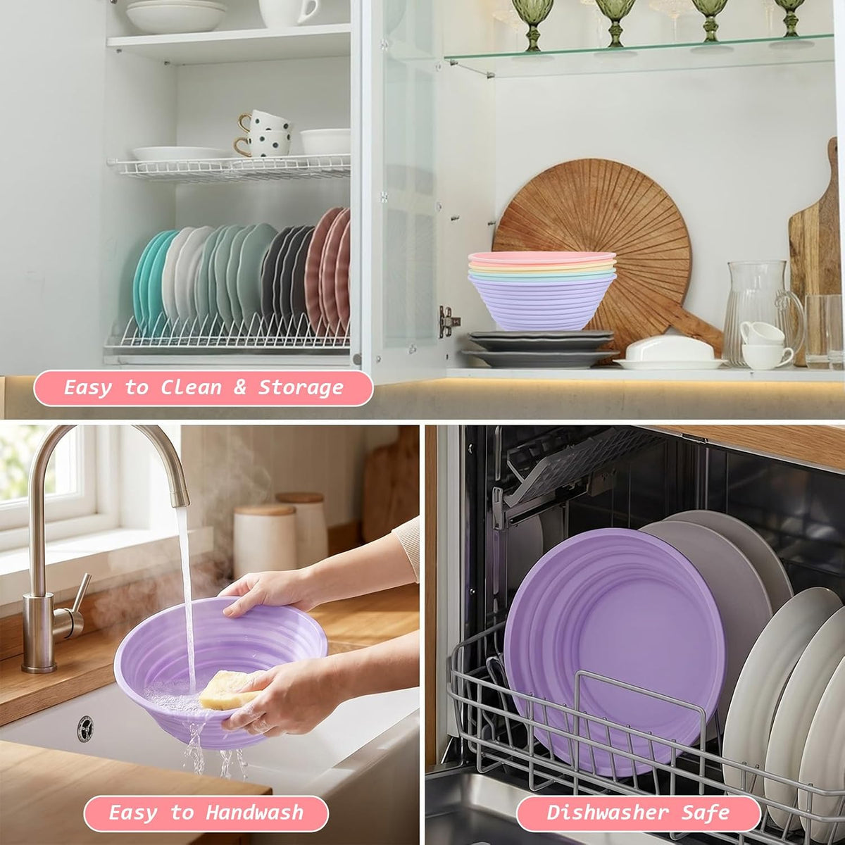 4 Pcs 9" Silicone Bread Proofing Basket, Round Banneton Dough Proofing Bowl