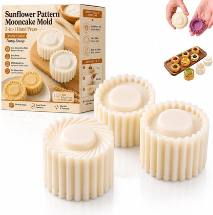 Mooncake Mold Sunflower Pattern Double Ended Hand Press Pastry Stamp