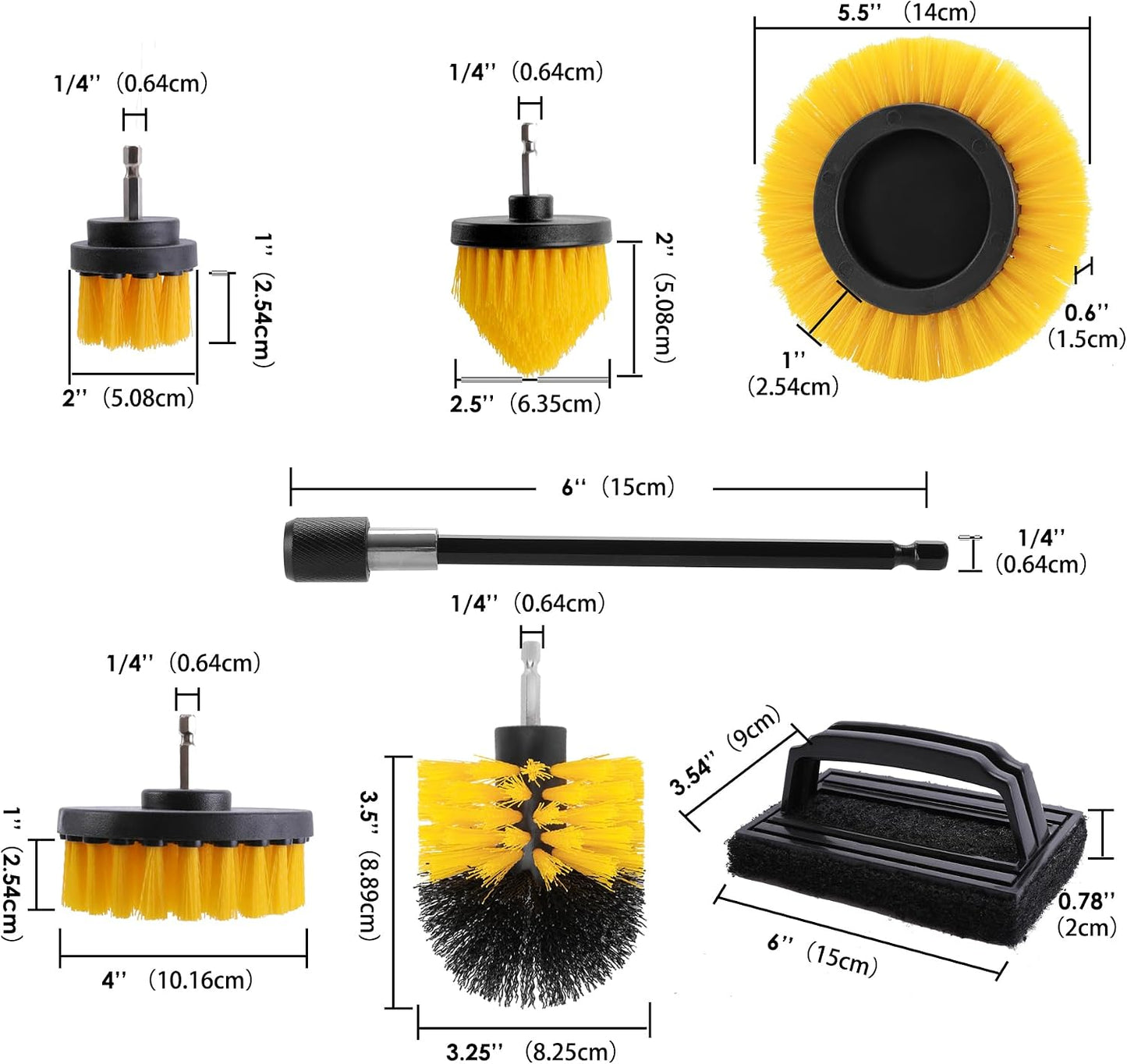 6 Piece BBQ Grill Cleaning Brush Ultra Stiff Drill Powered Cleaning Brushes Nylon Safe Bristle BBQ Grill Rust Remover Gift for Dad Grill Cleaner for Outdoor Grill (Black)