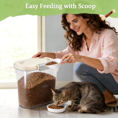10-15 Lbs Dog Food Storage Container Airtight - Slim Pet Cat Food Container with Lid, Scoop and Cup - Clear Plastic Dry Food Storage Bin for Dogs, Cats, Bird Seeds, Kibble, Pellets, Rice, Flour