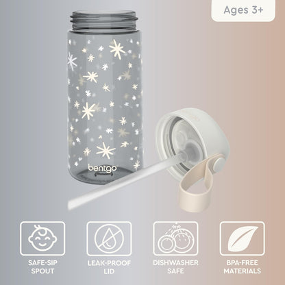 Bentgo Kids Water Bottle - Leak-Proof, Durable Tritan PFAS- & BPA-Free 15 fl oz, Kids/Toddlers Ages 3+ for School & Sports; Bite & Sip Spout, Carrying Handle, Dishwasher Safe (Unicorn)