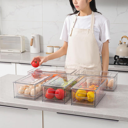 9.5QT Fridge Organizers and Storage Bins with Pull-out Drawer, Stackable Storage Drawer with Handle, Large Plastic Storage Container for Refridge, Kitchen,Under Sink, Bathroom, Pantry,1 Pack
