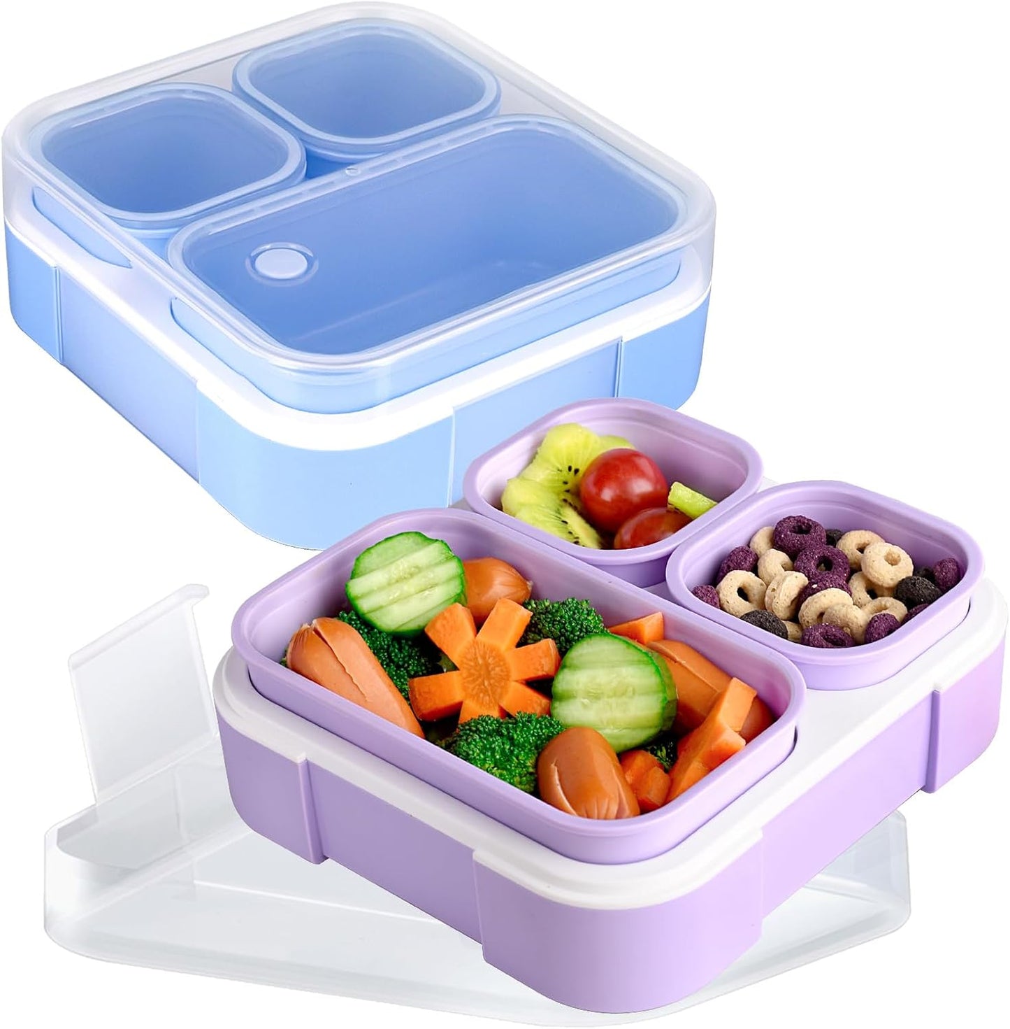 Genteen Bento Box for Kids, Kids Lunch Box with 3 Removable Compartments, Toddler Baby Lunch Box for Daycare, School, Leak-proof Lunch Snack Portion Container, Ideal Portion Size for Ages 3 to 7- Blue