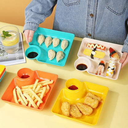 4 Pcs Chips and Salsa Serving Dish Plates, Veggie Platter Dipping Serving Trays with Sauce Rack for Buffet Family Party Appetizer Sushi Taco Salsa Charcuterie Barbecue Plate, Reusable (White 4PCS)