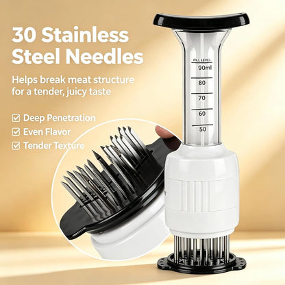 Stainless steel Marinade Meat Injector, Marinade Tenderizer Injector Needle Flavor Syringe Cooking Meat Poultry Turkey Chicken BBQ