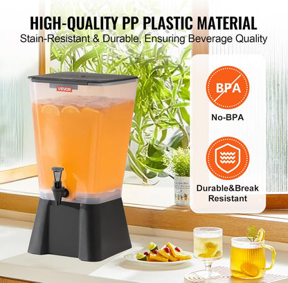 VEVOR Beverage Dispenser, 3 Gallon x 2 Drink Dispensers for Parties, Plastic Juice Dispenser with Stand Spigot Lid, Iced Tea Lemonade Juice Water Dispenser, for Restaurants, Hotels, Parties