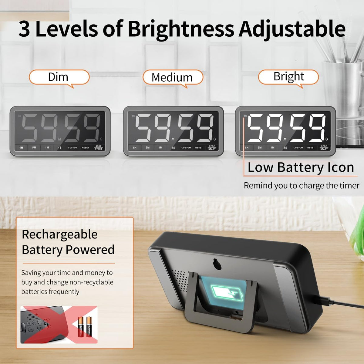 VOCOO Large 7.8" Digital Timer, Magnetic LED Timer for Kitchen & Classroom
