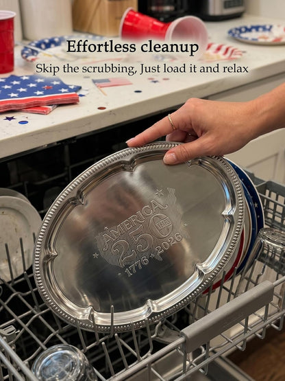 4-Pack 15.7" x 11.8" Silver Serving Trays for Party Set - Oval Floral Engraved Serving Platters, Wedding Birthday Mirror Tray for Summer BBQ, Food, Appetizer, Charcuterie, Cookies, Desserts