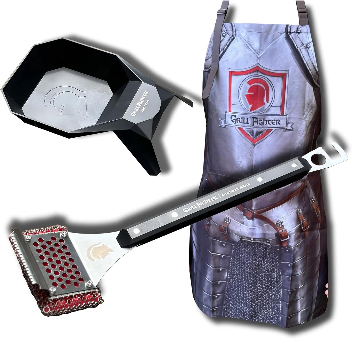 Grill Brush, Steel Bristle-Free BBQ Grill Cleaner with SteelCloth™ Stainless Steel Chainmail, Ergonomic Handle for Cast Iron, Stainless Steel & Porcelain-Coated Grates, 1 Pack