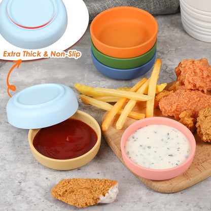 Webake 3" Silicone Pinch Bowls for Cooking Prep, 2oz Small Dipping Bowls Sauce Condiment Containers with Lids, BPA Free Set of 8