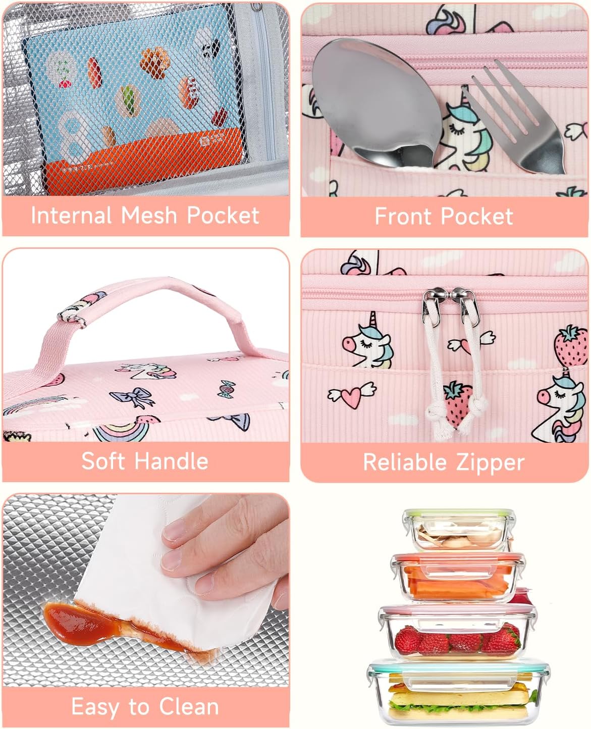 HowFly Lunch Bag Women Lunch Box for Women Cute Corduroy Insulated Lunch Bag Adult Large Cooler Lunch Tote Bags for Work Picnic Beach, Blue