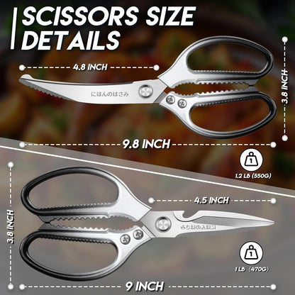 TIJERAS Kitchen Scissors Set Blue - Stainless Steel Kitchen Shear, Sharp Meat Scissors Dishwasher Safe, Heavy Duty Poultry Shears, Japanese Cooking Scissor for Food, Chicken,Turkey, Christmas Gifts