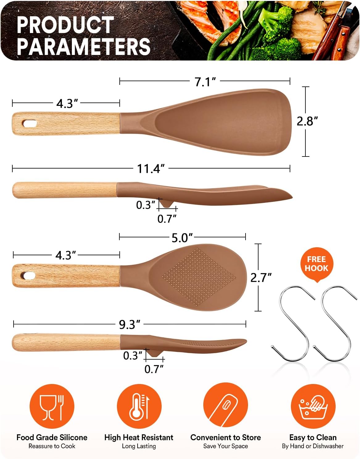 Badiano Cooking Spoon and Rice Scooper for Nonstick Cookware,Multi-function