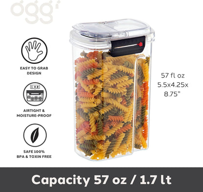 Oggi Easi Grip 23oz Moisture Proof Storage Container, Ultra Clear BPA-Free Sealable Canister, Flip Open Pouring Lid, Date Reminder Slider on Clip, Ideal Kitchen and Pantry Storage (23oz / 0.68lt)