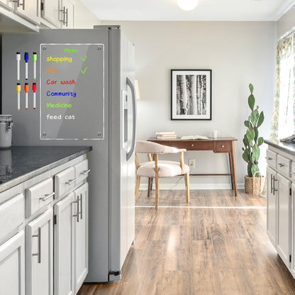 JonXon 8"X12" Acrylic Magnetic Menu Board for Kitchen,Acrylic Weekly Calendar for Fridge,Clear Meal Planner for Refrigerator,Magnet Fridge Menu Planner with 6 Magnetic Erasable Markers