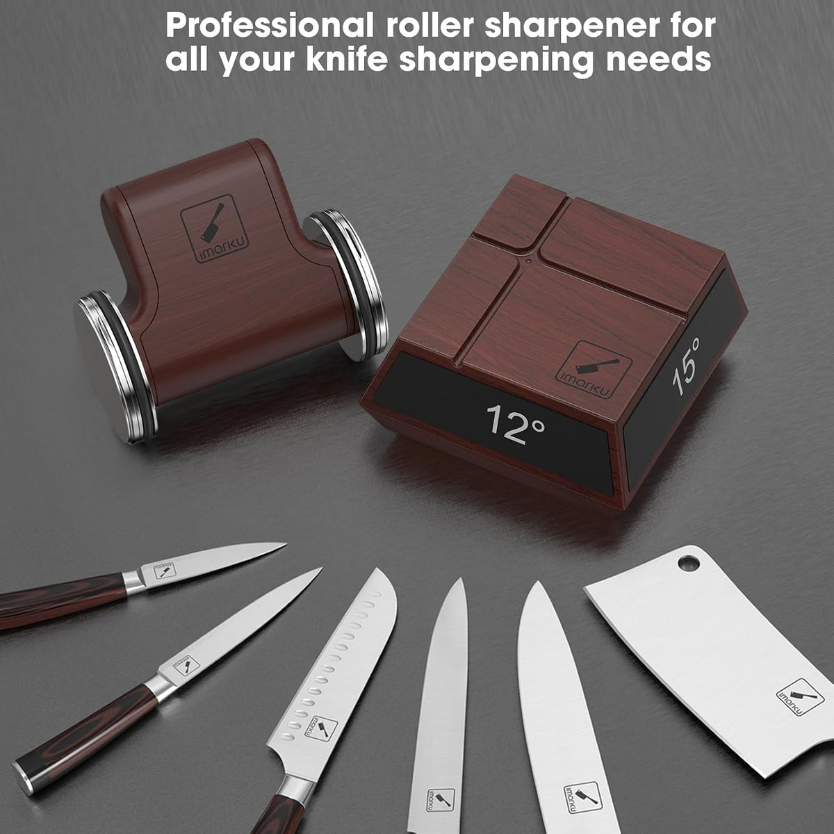 imarku Rolling Knife Sharpener,Magnetic 4-Angle Knife Sharpening Tool,Gift