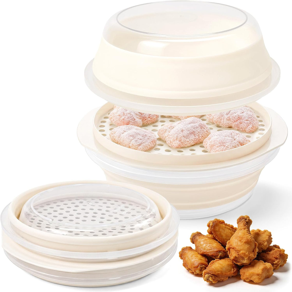 Breading Bowl Shaker , 2.5L Collapsible Breader Bowl Shaker for Frying