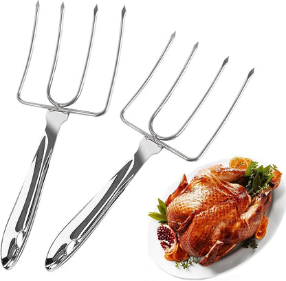 Turkey Lifter Forks Set of 2 Stainless Steel Turkey Lifters with Non-Slip Handle Turkey and Poultry Lifters Turkey Claws Carving Fork
