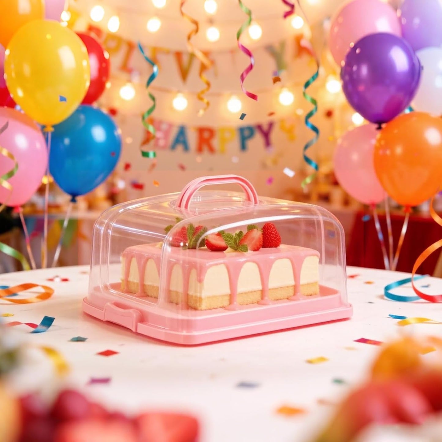 2in1 Cupcake Carrier and Cake Keeper with Lid, Rectangle Pie Carrier,Large Portable Storage Container for Storing 12 Cupcakes or 1 Large Cake (White)