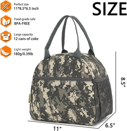 GYEUKHAM Lunch Bag Women, Lunch Box for Adult Men Kids Girls, Small Cute Lunchbox Tote Large Capacity Insulated Lunch Container Cooler for Work School Picnic Travel, Black White Stripes