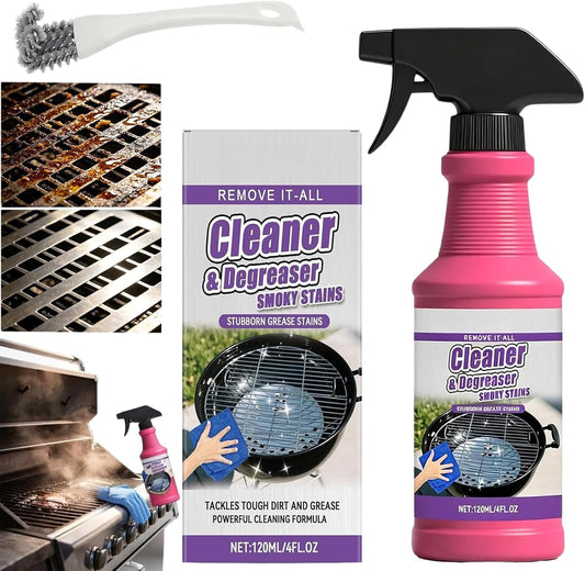 Fast-Acting Heavy-Duty Grill Degreaser Spray, BBQ Cleaner for Grates and Smoker, 120 MLAdvanced Grease Dissolver and Stain Remover for Grills Grates Burners Drip Trays (1PCS)