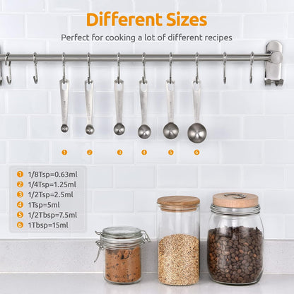 Measuring Spoons: U-Taste 18/8 Stainless Steel Measuring Spoons Set of 9 Piece: 1/16 TSP, 1/8 TSP, 1/4 TSP, 1/3 TSP, 1/2 TSP, 3/4 TSP, 1 TSP, 1/2 tbsp & 1 tbsp Dry and Liquid Ingredients