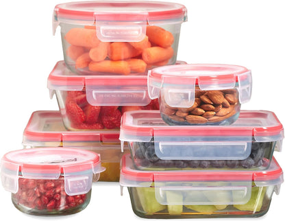 Pyrex Freshlock (4-Pack) Mixed Sized Glass Food Storage Containers Set, Airtight & Leakproof Plastic Locking Lids BPA-Free, Meal Prep Containers Set, Freezer Dishwasher Microwave Safe