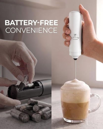 Zulay Kitchen Rechargeable Milk Frother Handheld - Frother Wand, Drink Mixer, Electric Whisk Frother, for Cappuccinos, Matcha & Protein Powder - Dynamic 3 Whisk, 3 Speed 500mAh Black - Colors C