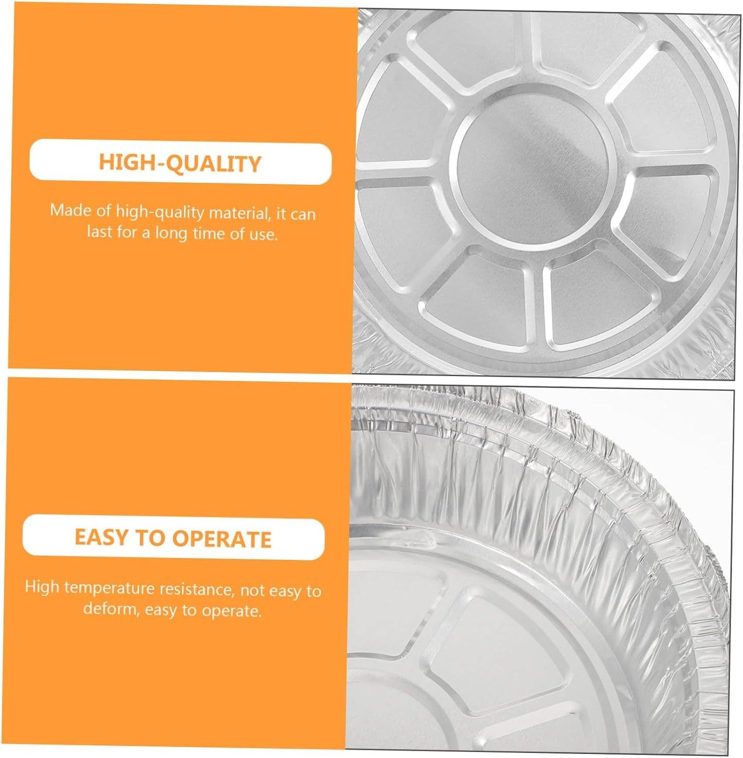 VOSAREA 50sets Aluminum Foil Pans Lids Bbq Trays for Baking and Serving Round Grill Foil Trays Pizza and Storage Containers for Meal Prep and Catering